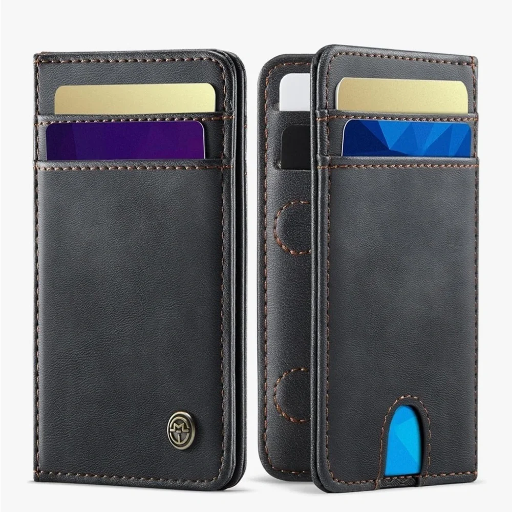 Wallet unisex RFID Blocking Card Holders And Money Slots Retro Black/347-Lb2